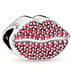 Pandora Kiss More Red Cubic Zirconia Lip Charm